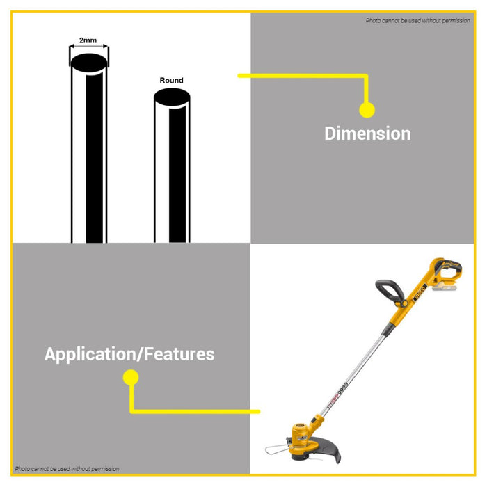 BUILDMATE INGCO 2mm Round Trimmer Line for Grass Trimmer ALS2001 IHT
