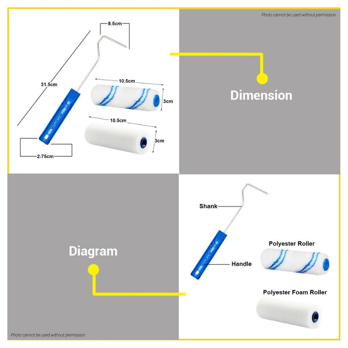BUILDMATE Wadfow 4" Inch Cylinder Paint Brush Rollers 11 In 1 Set (Inner Wall) 100MM WCB5411 - WHT