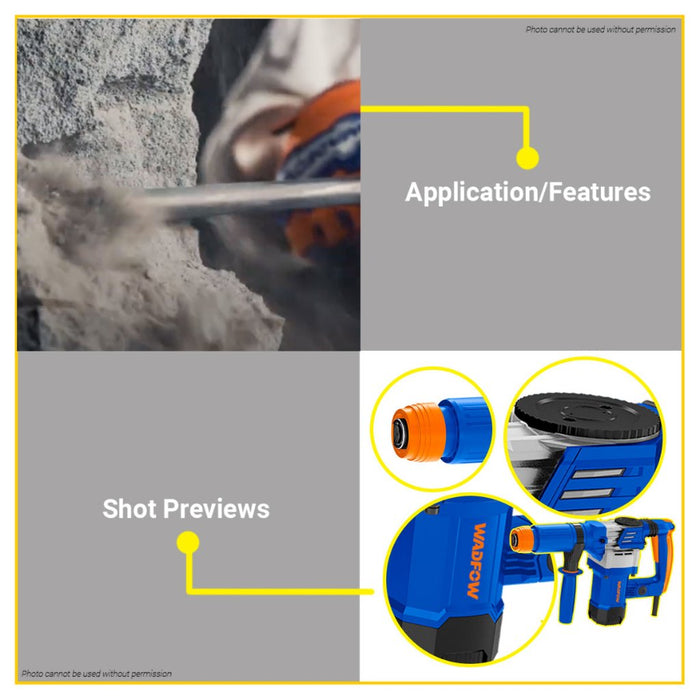 BUILDMATE Wadfow 1300W Demolition Breaker Hammer SDS Hex Concrete Drill Jackhammer WDB1D45 - WPT