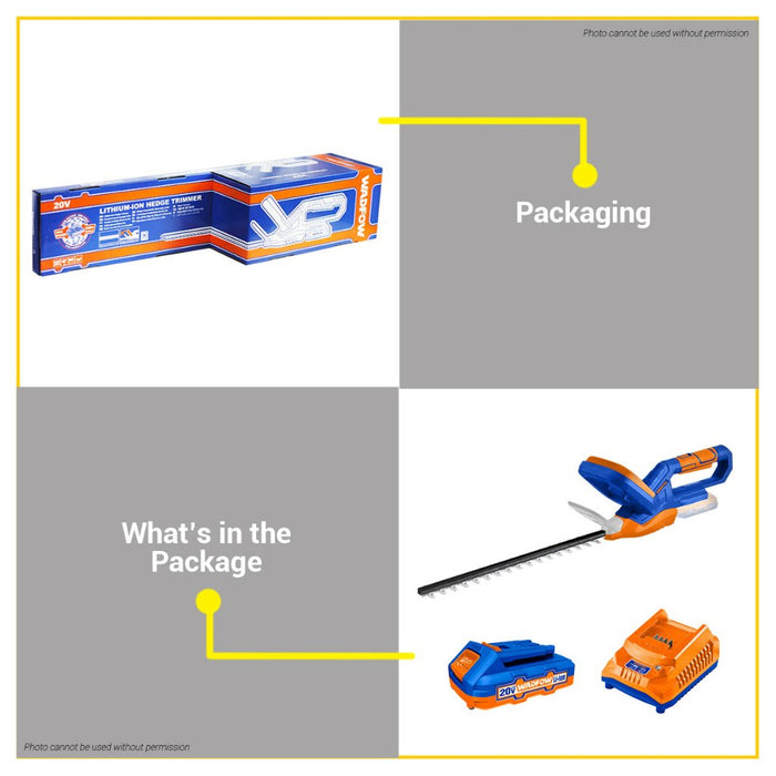 BUILDMATE Wadfow Lithium-Ion Cordless Hedge Trimmer 20V Rechargeable Electric Grass Tree Pruning Garden Power Tool WLYP546 - WCPT