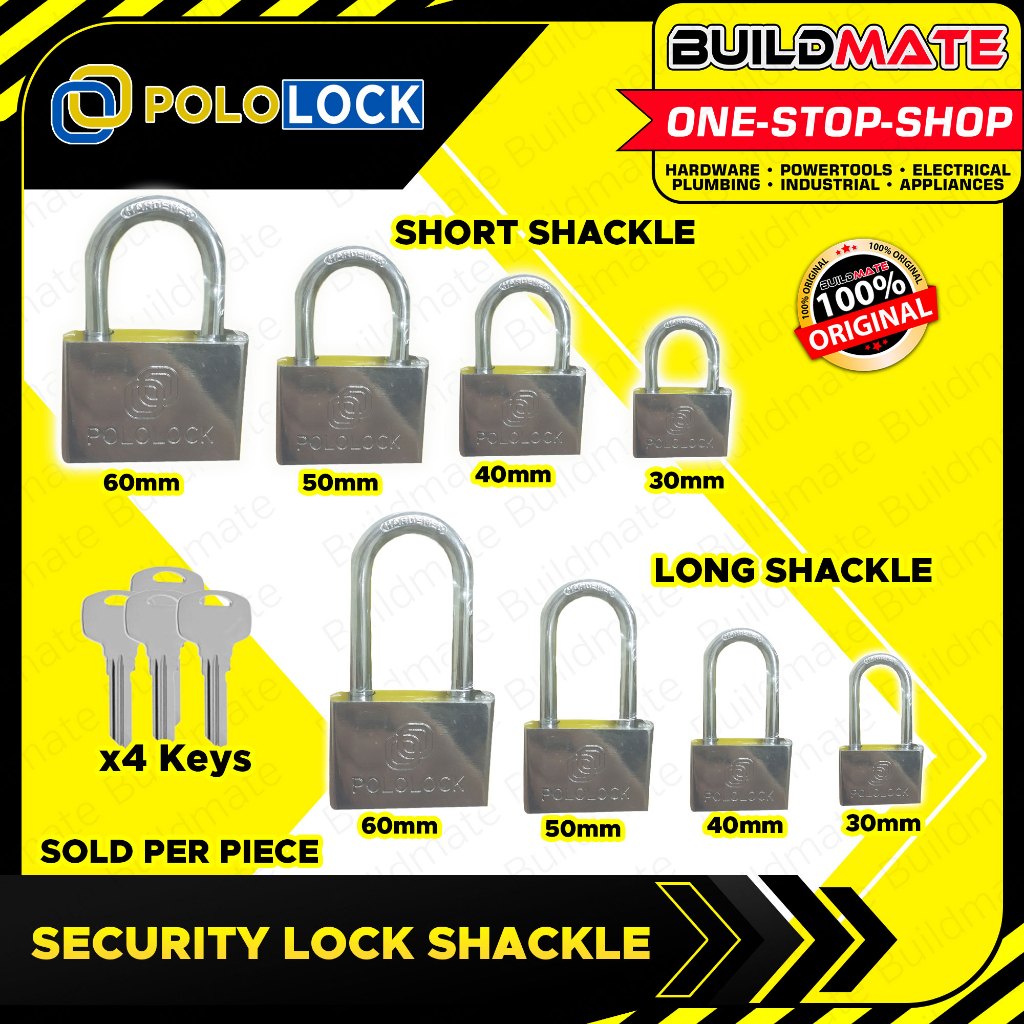 BUILDMATE Top Security Lock Padlock Short Shackle 30MM - 60MM Chrome P ...