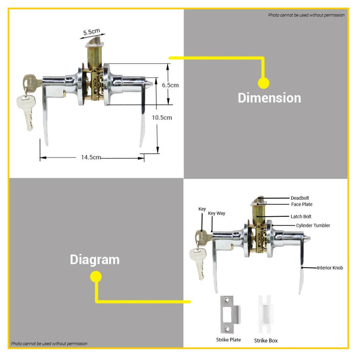 BUILDMATE Pololock Tubular Lever Door Lock Privacy Security Doorknob Entrance Leverset - PL88013