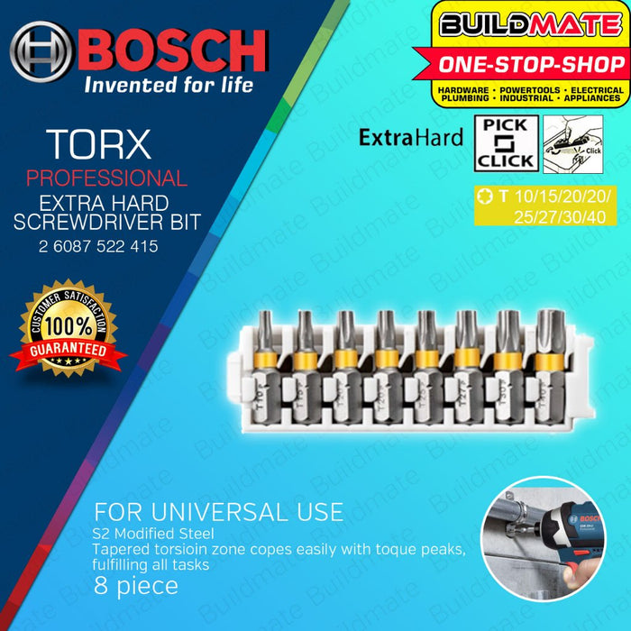 BUILDMATE Bosch 8PCS/SET 25MM Extra Hard Pick and Click Insert Impact Bit Set Screwdriver Bits - BAX