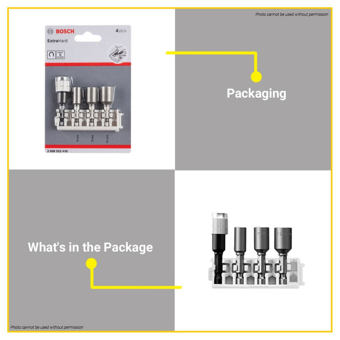 BUILDMATE Bosch Extra Hard Pick & Click Nutsetter 6MM-10MM Quick Change Bit Holder 2608522418 - BAX