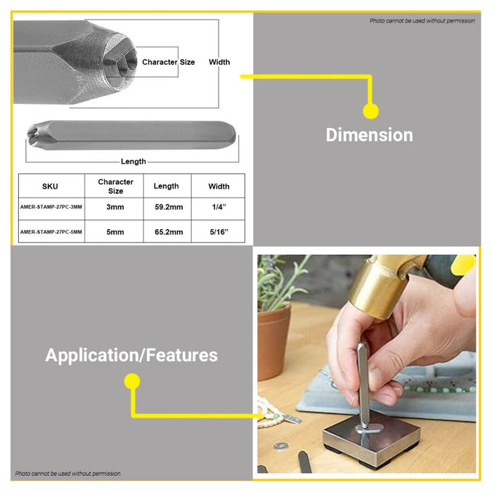 BUILDMATE Ameriman 27PCS/SET Letter Stamping Punch 3MM | 5MM | 8MM Alphabet Stamp Steel Craft Die