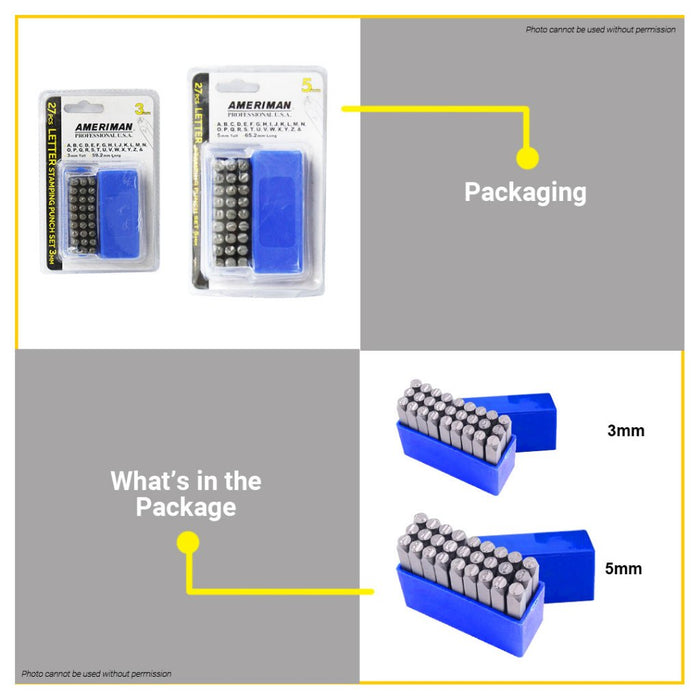 BUILDMATE Ameriman 27PCS/SET Letter Stamping Punch 3MM | 5MM | 8MM Alphabet Stamp Steel Craft Die