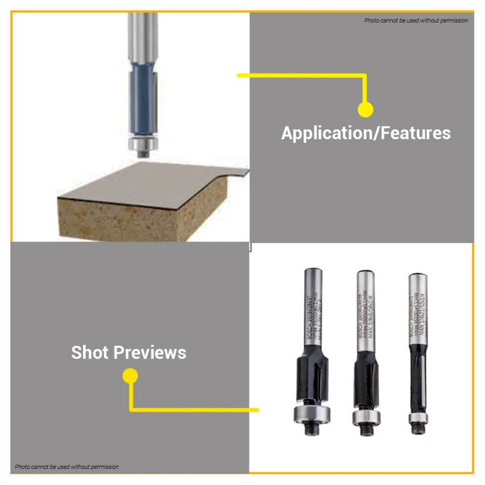 BUILDMATE Bosch 1/4" Inch Flush Laminate Trim Router Bit Standard for Wood Cutter Flush Trimming BAX
