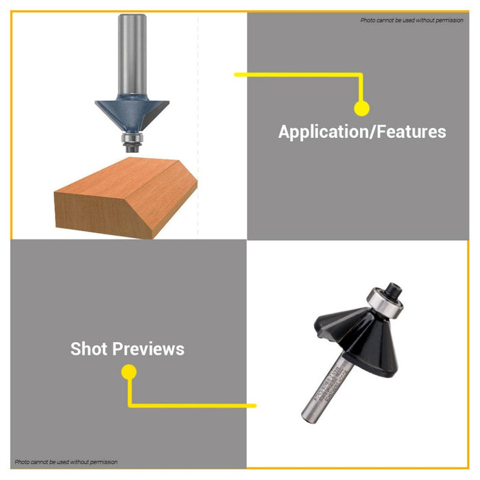 BUILDMATE Bosch 1/4" Inch Shank Chamfer Router Bit Blade Woodworking Milling Cutters 2608628416 BAX
