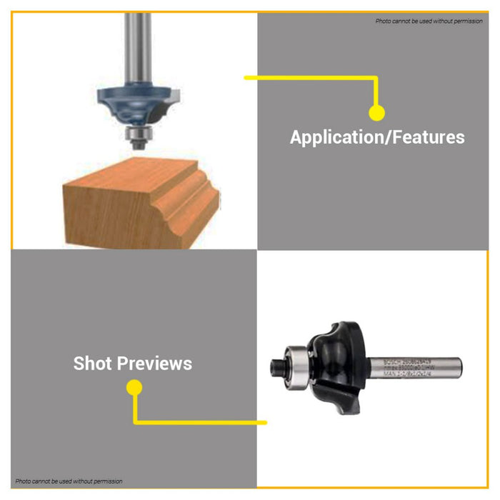 BUILDMATE Bosch 1/4" Inch Roman Ogee / Edge Profiling Router Bit Standard for Wood 2608628419 - BAX