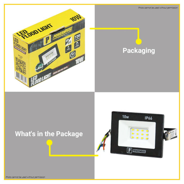 BUILDMATE Powerhouse 10W Led DOB Floodlight Weatherproof Daylight Bulb Light PHEFDL-DOB-10W-DL - PHE
