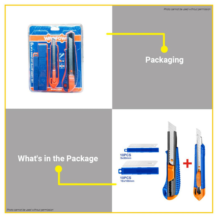 BUILDMATE Wadfow 4PCS/SET Snap-Off Blade Knife Board or Paper Handy Utility Cutter Tools WSK2204 WHT