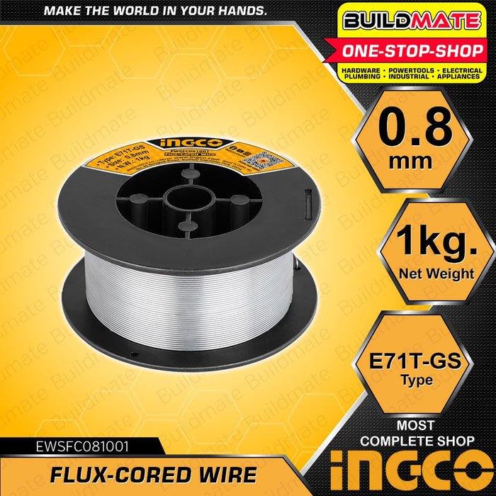 [1KG] [GASLESS] BUILDMATE Ingco 0.8MM Flux Cored Welding Wire Extension MIGWELD EWSFC081001 •  IHT