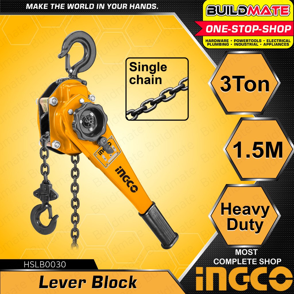BUILDMATE Ingco 3TON x Lever Block Lifting Chain Adjustable Ratchet Puller Hoist HSLB0030 • IHT