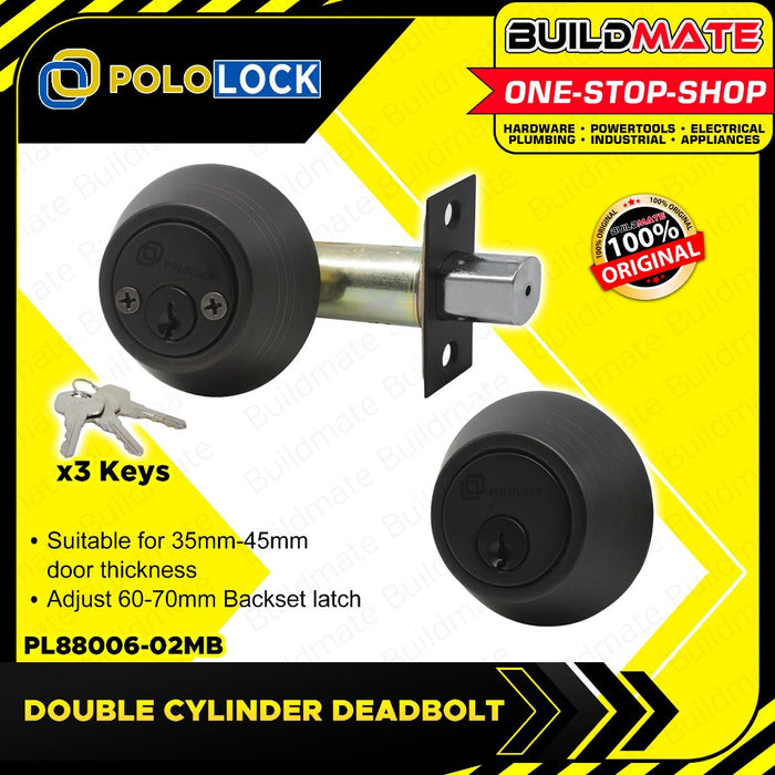 POLOLOCK DOUBLE Deadlock Security Lock Door Entrance Doorknob Cylinder Deadbolt PL88006-02 •BUILDMATE•