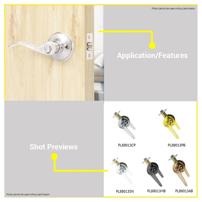 BUILDMATE Pololock Tubular Lever Door Lock Privacy Security Doorknob Entrance Leverset - PL88013
