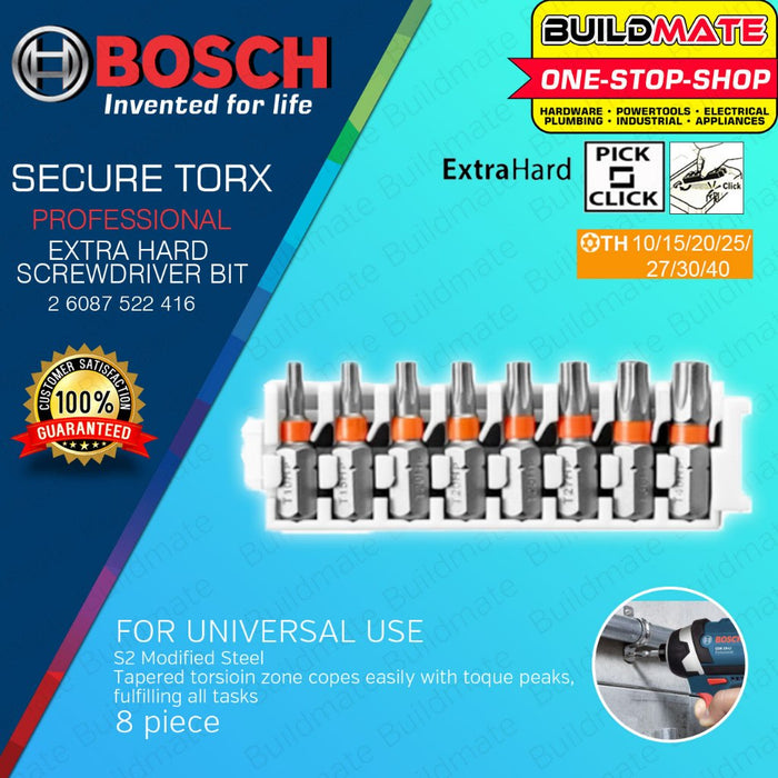 BUILDMATE Bosch 8PCS/SET 25MM Extra Hard Pick and Click Insert Impact Bit Set Screwdriver Bits - BAX