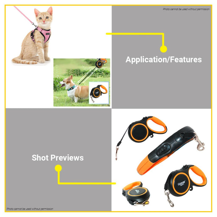 BUILDMATE Hotche 30kg/5m Pet Retractable Leash Adjustable Telescopic Traction Hand Hold Rope 189012