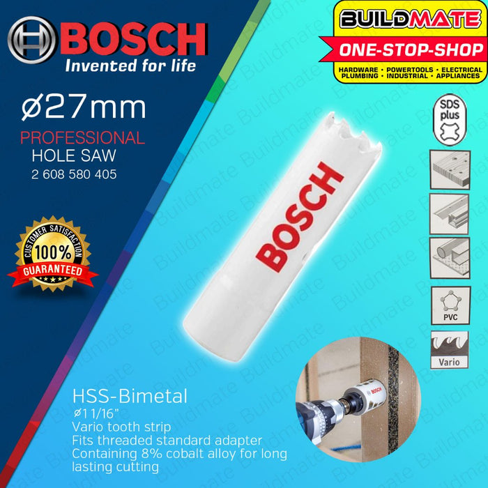 BUILDMATE Bosch bi-metal hole saw 16mm–38mm for metal and wood cutting, compatible with impact drills