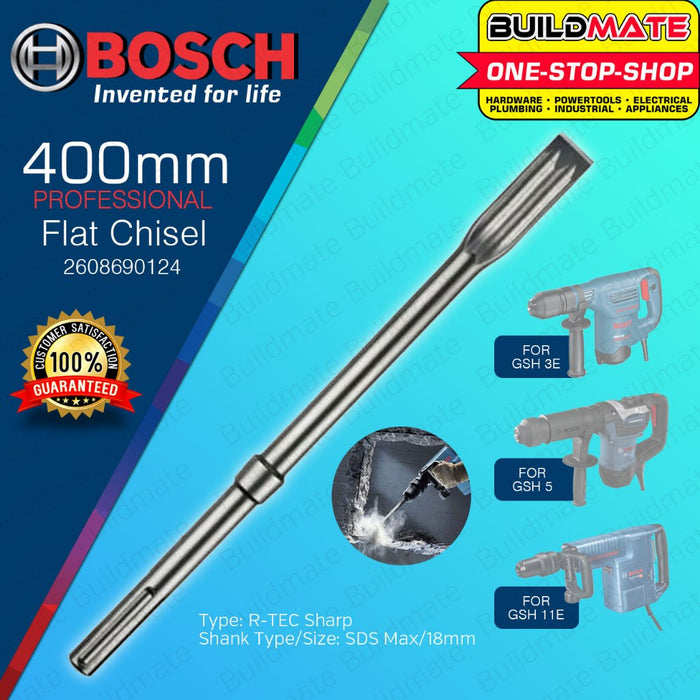 BUILDMATE Bosch 400x25mm SDS-Max Autosh RTEC Sharp Flat Chisel for Rotary Hammer / Demolition - BAX