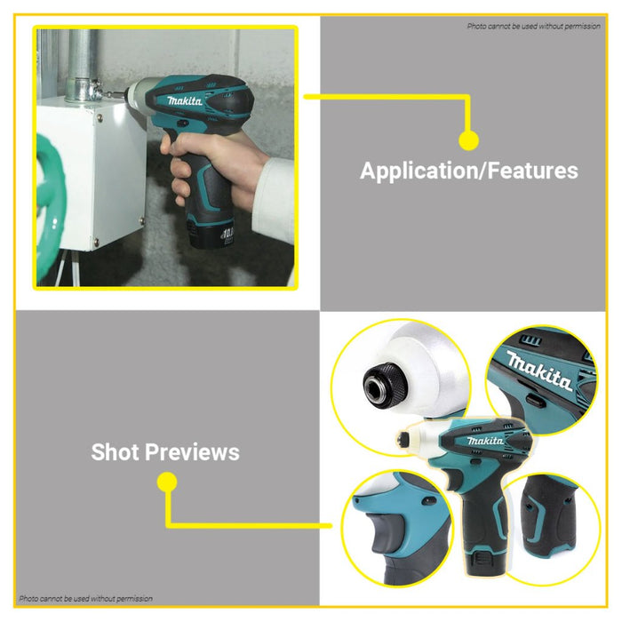 BUILDMATE Makita 10.8V Cordless Impact Driver Kit Set 1/4" Inch Hex Shank Rechargeable Electric Screwdriver TD090DWE