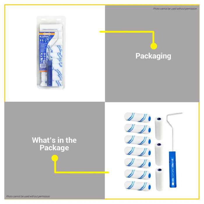 BUILDMATE Wadfow 4" Inch Cylinder Paint Brush Rollers 11 In 1 Set (Inner Wall) 100MM WCB5411 - WHT