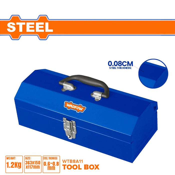 BUILDMATE Wadfow 363x150x117mm Metal Toolbox Storage with Compartment Organizer WTB8A11 - WHT