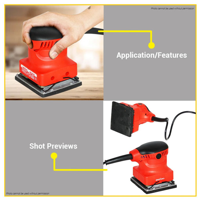 BUILDMATE Zekoki 170W Sheet Palm Sander Orbital Finish Wood Finishing Woodworking Tools ZKK-4511FS