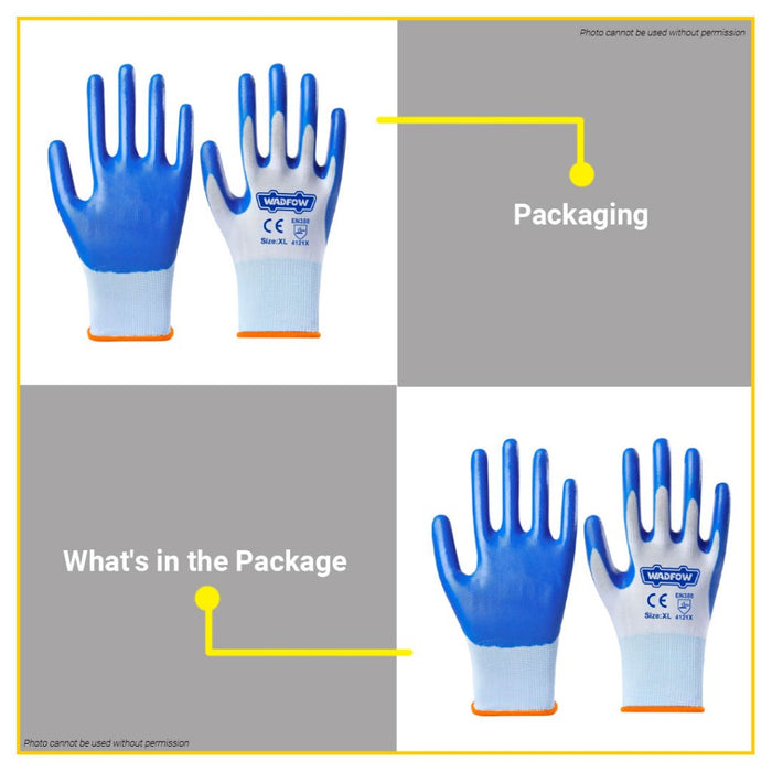 BUILDMATE Wadfow XL Nitrile Glove Protective Work Gloves Nitrile Elastic and Flexible WGV2801 - WHT