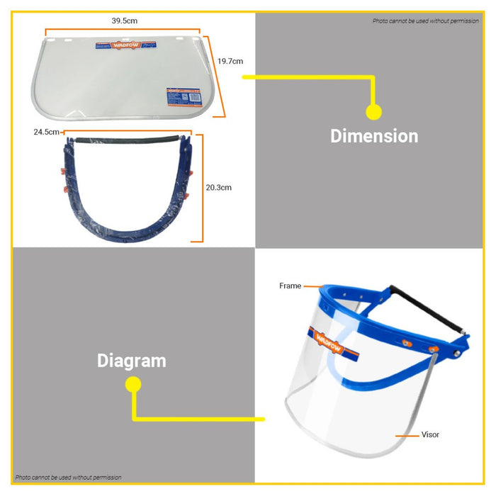 BUILDMATE Wadfow Face Shield Bracket Mask PVC Work Safety Covering Face Shield Mask WFP1310 - WHT