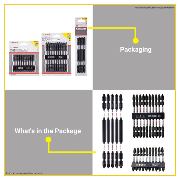 BUILDMATE Bosch Double-Ended Screwdriver Bit Set 65MM - 150MM Phillip Magnetic Expert for Impact BAX
