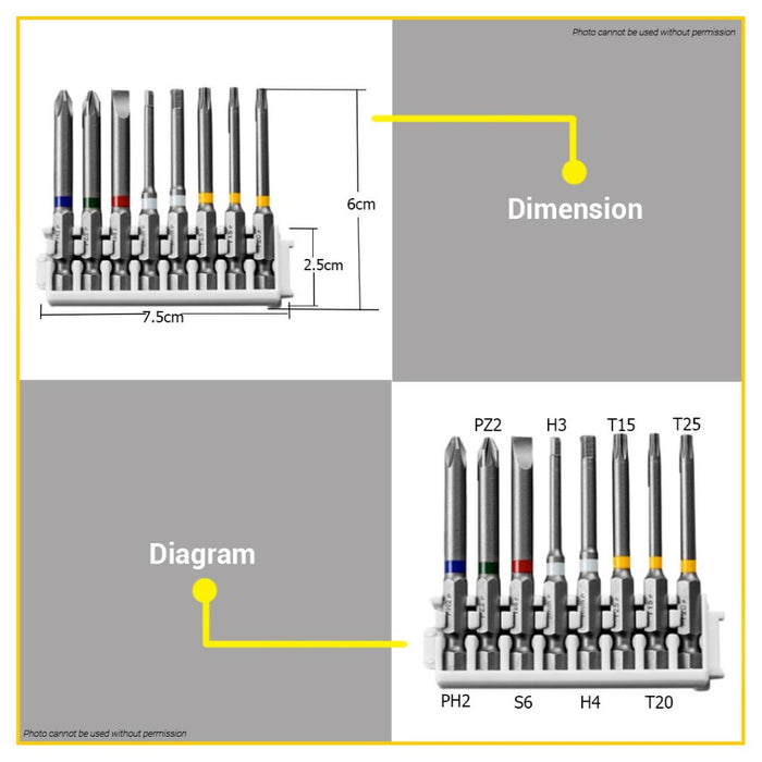 BUILDMATE Bosch 8PCS/SET 65MM Extra Hard Powe Pick and Click Insert Impact Bit Set Screwdriver - BAX