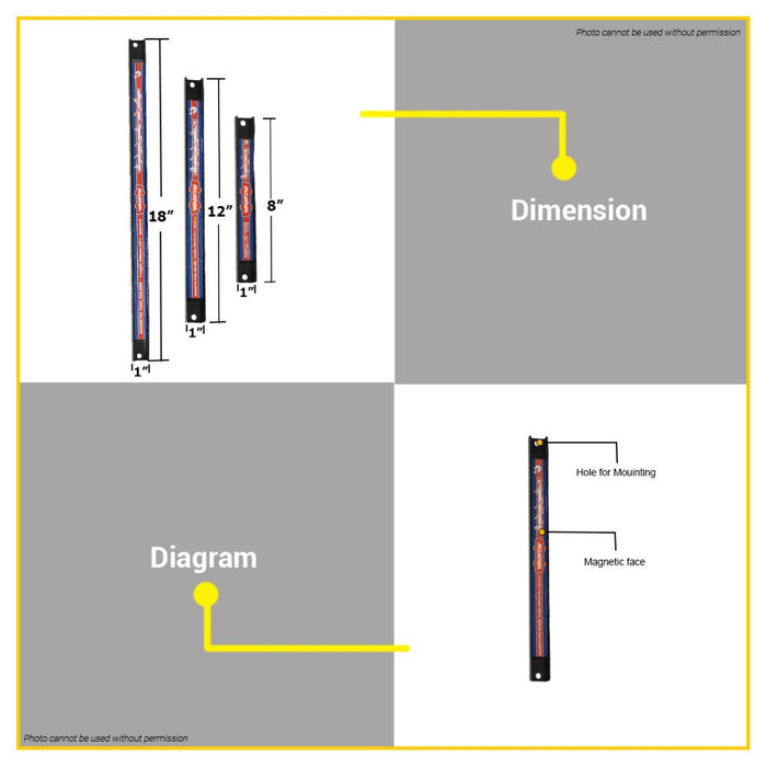 BUILDMATE Wadfow 3pcs Magnetic Tool Holder Set Shelf Knife Storage Strip Bar for Hanging WHH2603 WHT