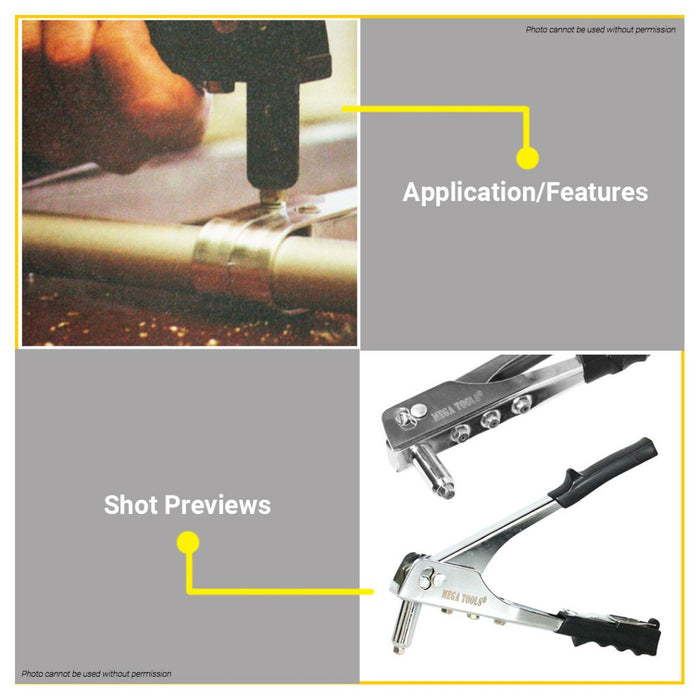 BUILDMATE Mega Hand Riveter 3 Nozzles Fastener Gun Rivet Stainless HD Suitable for Leather MRVTR01S