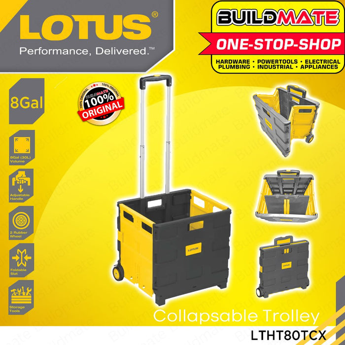 BUILDMATE Lotus 8Gal Collapsible Trolley Crate Foldable Hand Truck Shopping Push Cart LTHT80TCX LHT