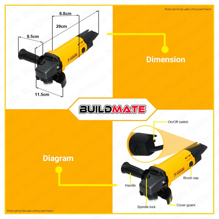 (COMBO) BUILDMATE Powerhouse Cut Off Machine Chop Saw 14" 2200W 3HP with Angle Grinder 650W AG650