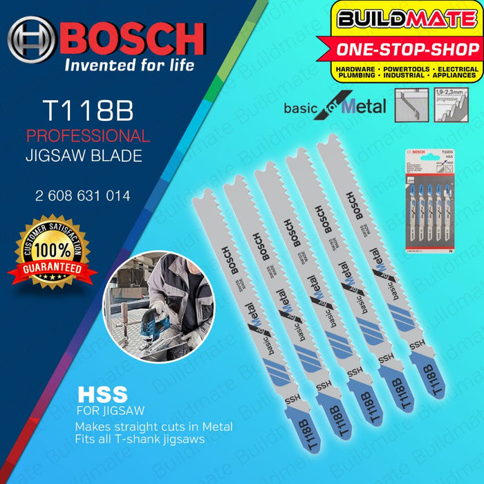 BUILDMATE Bosch 92MM 5PCS Jigsaw Blade Set HSS Straight Cut Saw Blades Basic for Metal Cutting - BAX