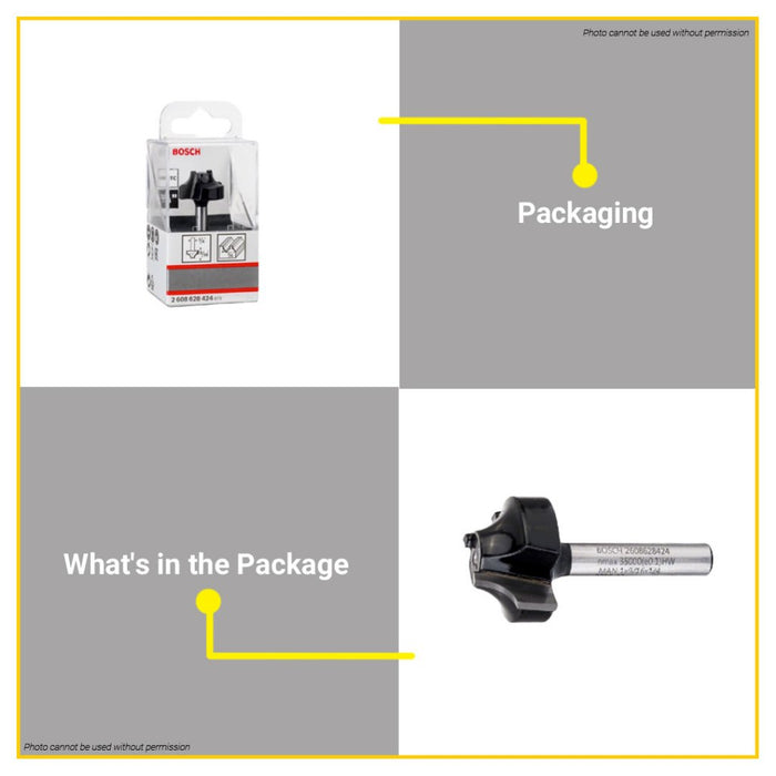 BUILDMATE Bosch 1/4" Inch Ovolo Router Bits Standard for Wood Surface Profiling Bit 2608628424 - BAX