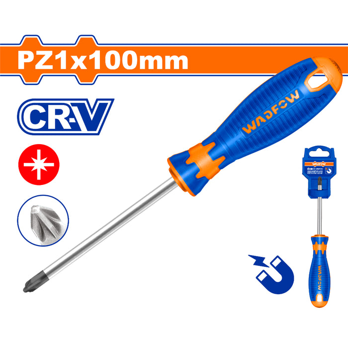 BUILDMATE Wadfow Pozidriv Screwdriver 100MM / 150MM Magnetic Tip CR-V Steel Repair Tool Kit - WHT