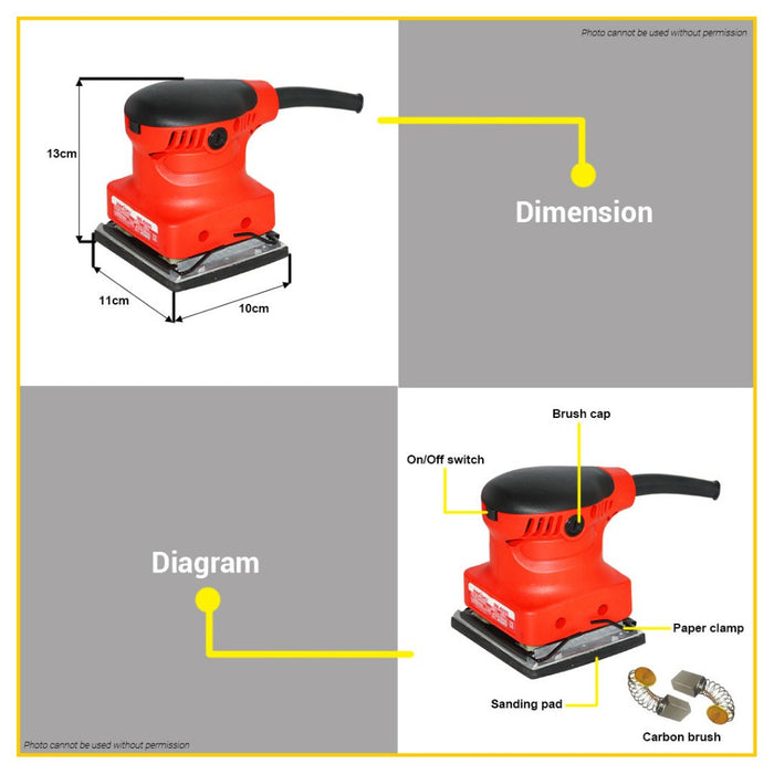 BUILDMATE Zekoki 170W Sheet Palm Sander Orbital Finish Wood Finishing Woodworking Tools ZKK-4511FS