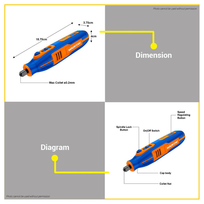 BUILDMATE Wadfow 4V Lithium-Ion Cordless Mini Die Grinder Engraver for Grinding & Polishing with 34pcs Accessories Rotary Tool WRYP1504 - WCPT