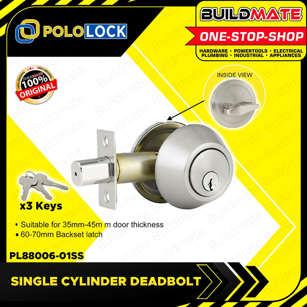 BUILDMATE Pololock SINGLE Deadlock Security Lock Entrance Doorknob Cyl ...