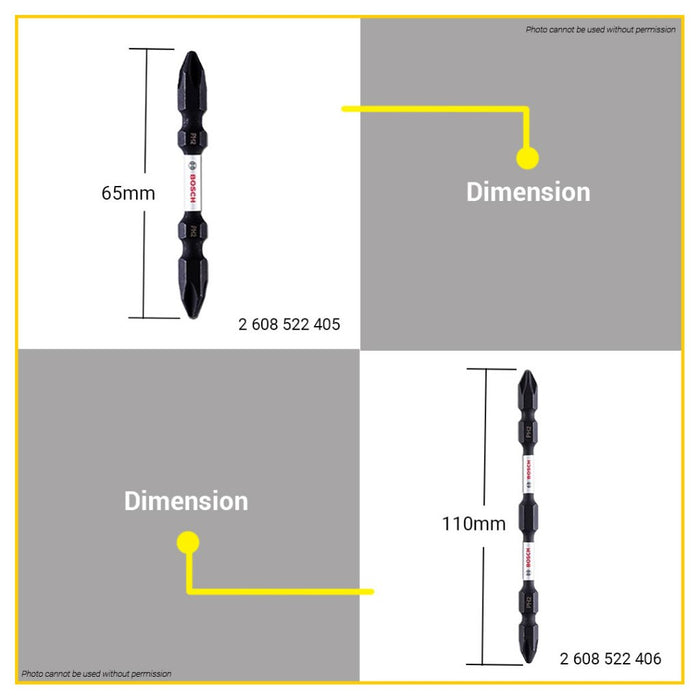 BUILDMATE Bosch Double-Ended Screwdriver Bit Set 65MM - 150MM Phillip Magnetic Expert for Impact BAX