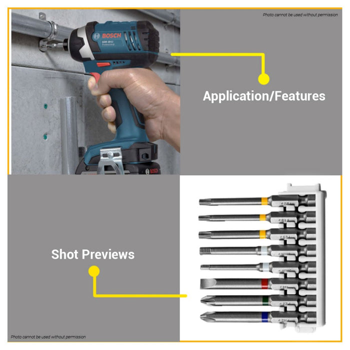 BUILDMATE Bosch 8PCS/SET 65MM Extra Hard Powe Pick and Click Insert Impact Bit Set Screwdriver - BAX