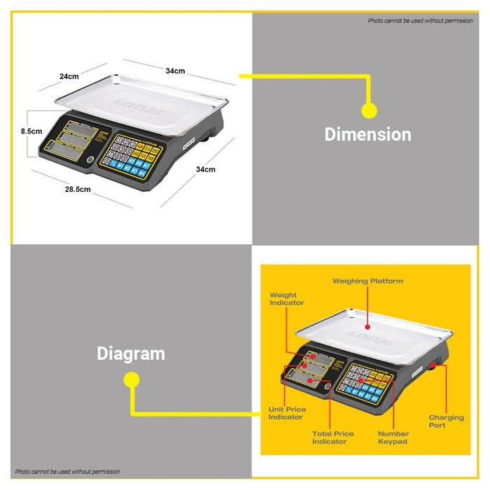 BUILDMATE Lotus 30kg Rechargeable Dual LCD Display Digital Weighing Scale Counting Weight DS30X LPT