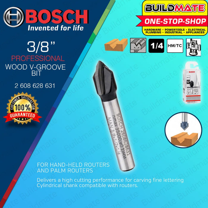 BUILDMATE Bosch 1/4" Inch V-Groove Router Bit Cutter Standard for Wood Carving Fine Lettering - BAX
