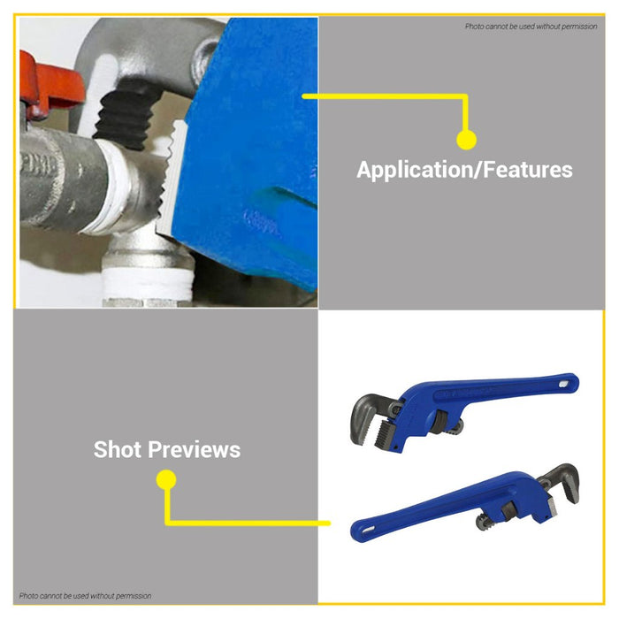 BUILDMATE Wadfow Offset Pipe Wrench 8" - 14" Inches Adjustable Plumber Piping Wrench Pipe Tool for Plumbing SOLD PER PIECE - WHT