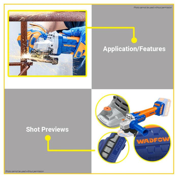 BUILDMATE Wadfow 20V Lithium-Ion Brushless Angle Grinder with 1PC Battery and Charger WLAPM11 - WCPT