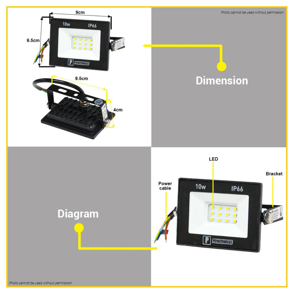 BUILDMATE Powerhouse 10W Led DOB Floodlight Weatherproof Daylight Bulb ...