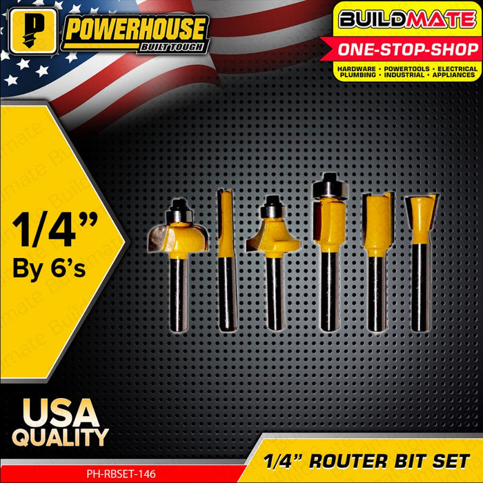 BUILDMATE Powerhouse Router Bits Set 1/4" / 1/2" Inch 6PCS / 12PCS Chamfer Bit Flush Trim Bit - PTAA