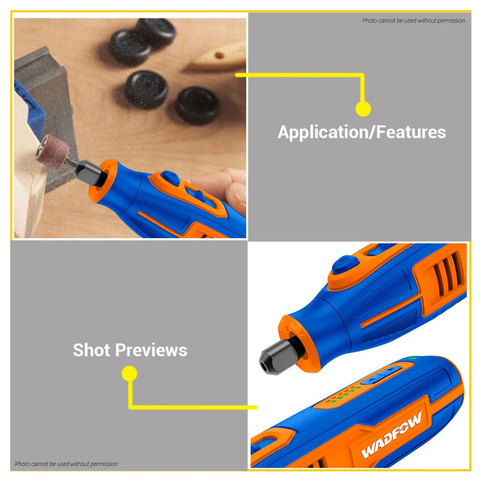 BUILDMATE Wadfow 4V Lithium-Ion Cordless Mini Die Grinder Engraver for Grinding & Polishing with 34pcs Accessories Rotary Tool WRYP1504 - WCPT